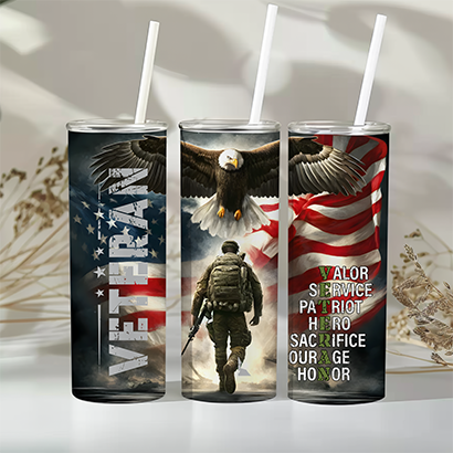20oz Veteran Expressive Graphic Tumbler – Your Vibe, Your Drink! ✨